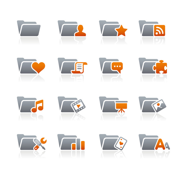 Folder Icons - 2 - Graphite Series - Vettoriali, immagini