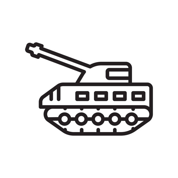 Ikony czołgu wektor na białym tle na białym tle dla sieci web i projektowania aplikacji mobilnej, koncepcja logo zbiornika, symbol konspektu, liniowy znak - Wektor, obraz