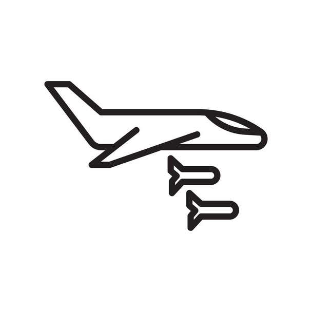 飛行機アイコン ベクトル web およびモバイル アプリの設計、平面ロゴのコンセプト、アウトライン記号、線形符号のホワイト バック グラウンドの分離 - ベクター画像