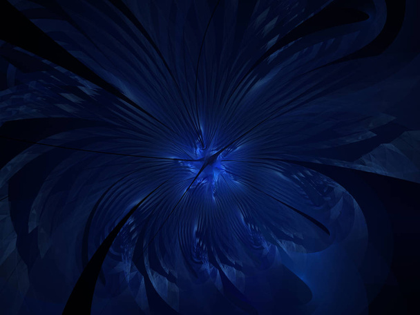 Modrý jemný a měkký fraktální květiny počítačem generovaný obrázek pro logo, design koncepty, web, tiskoviny, plakáty. Květinové pozadí - Fotografie, Obrázek