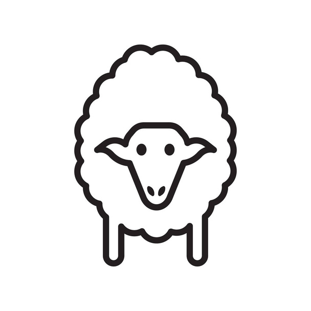 Знак вектора иконки овец и символ изолирован на белом фоне, концепция логотипа овец, символ контура, линейный знак, символ контура, линейный знак
 - Вектор,изображение