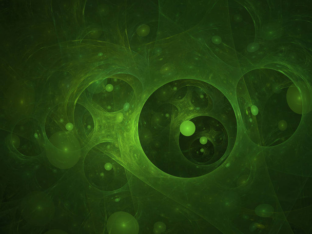 Composição de bolhas e círculos e elementos fractais com relação metafórica com o espaço, ciência e tecnologia moderna
. - Foto, Imagem