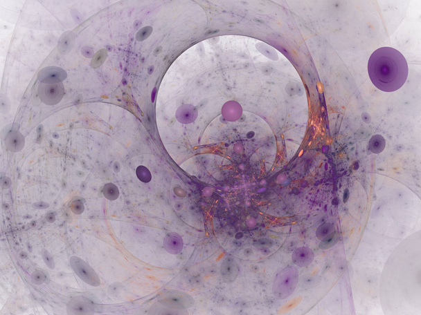 Bubbles ve daireler ve Fraktal öğeleri mecazi ilişki uzay, bilim ve modern teknoloji ile kompozisyon. - Fotoğraf, Görsel