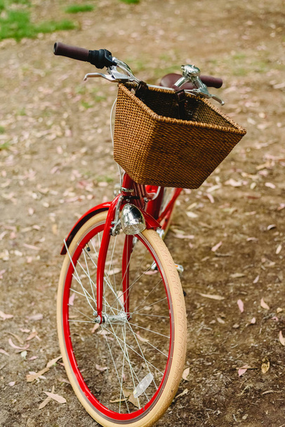alter roter Oldtimer-Fahrradkorb - Foto, Bild