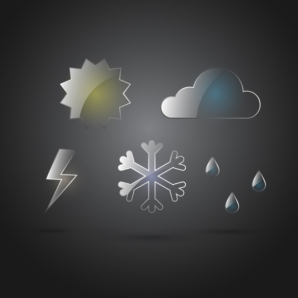 Vector weather forecast icons with dark background - Vector, Image