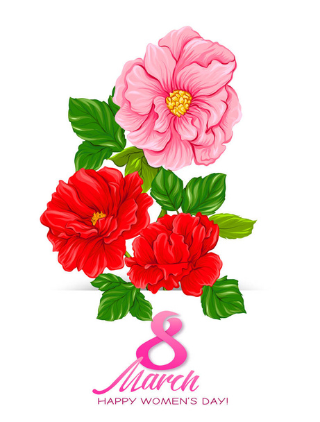 Bouquet of spring flowers for 8 March. Colorful realistic vector illustration - Vector, Image