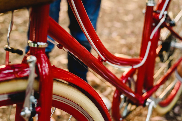 alter roter Oldtimer-Fahrradkorb - Foto, Bild