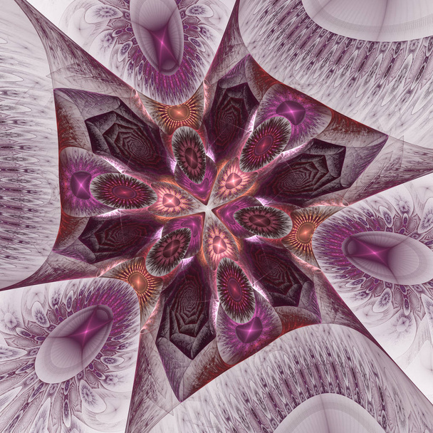 A composição caleidoscópica em tons violeta. Fundo do caleidoscópio abstrato. Belo padrão caleidoscópico. Textura em mosaico multicolorido. Design único
 - Foto, Imagem