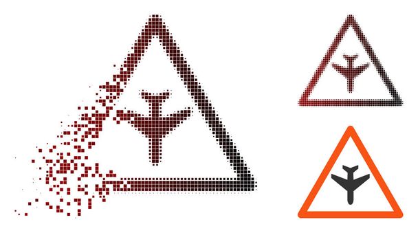 Dissolved Dot Halftone Airplane Warning Icon - Vector, Image