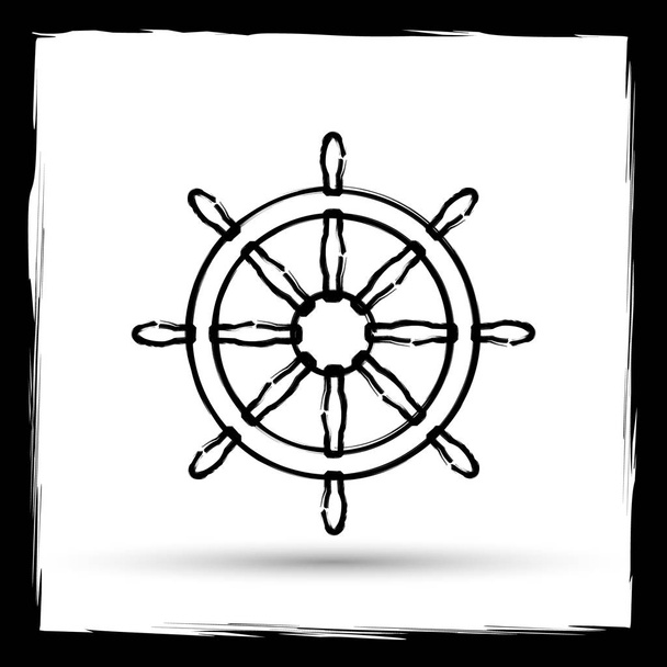 Deniz tekerlek simgesi. Beyaz arka plan üzerinde Internet düğme. Anahat tasarım taklit boya fırçası - Fotoğraf, Görsel