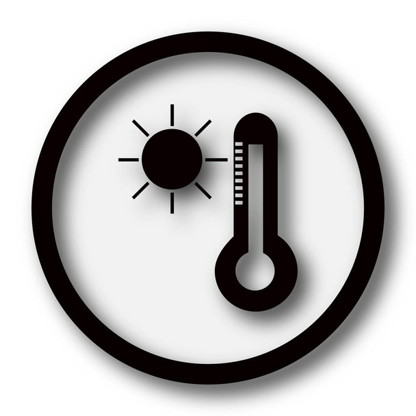 Güneş ve termometre simgesi. Beyaz arka plan üzerinde Internet düğmesi - Fotoğraf, Görsel