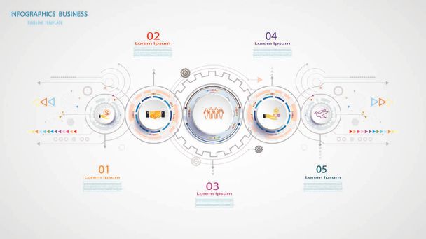 Infographic business template timeline technology element,Integrated circles. Business concept with options.For content,diagram,flowchart,steps,parts,timeline,workflow,layout,chart,Vector illustration - Photo, Image