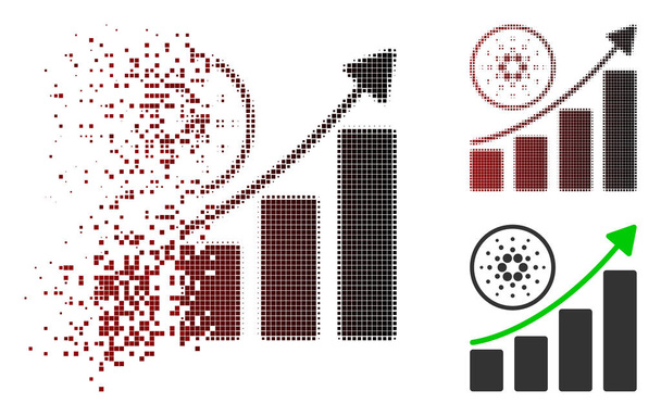 Pohlcená Pixel polotónů Cardano růst nahoru ikonu grafu - Vektor, obrázek