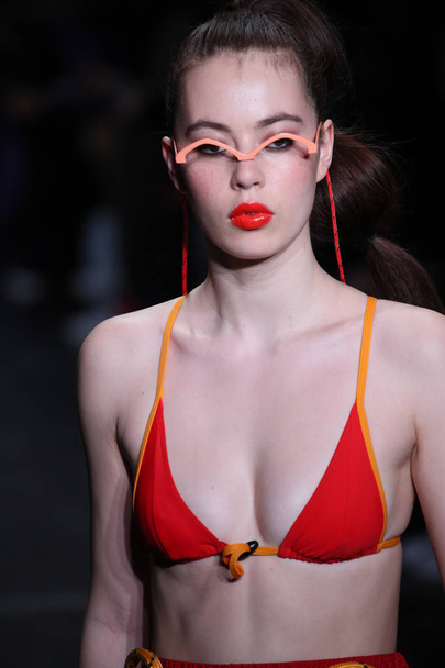 NEW YORK, NY - FEBRUARY 09: A model walks the runway for Chromat during New York Fashion Week: The Shows at Industria Studios on February 9, 2018 in New York City.  - Foto, Bild