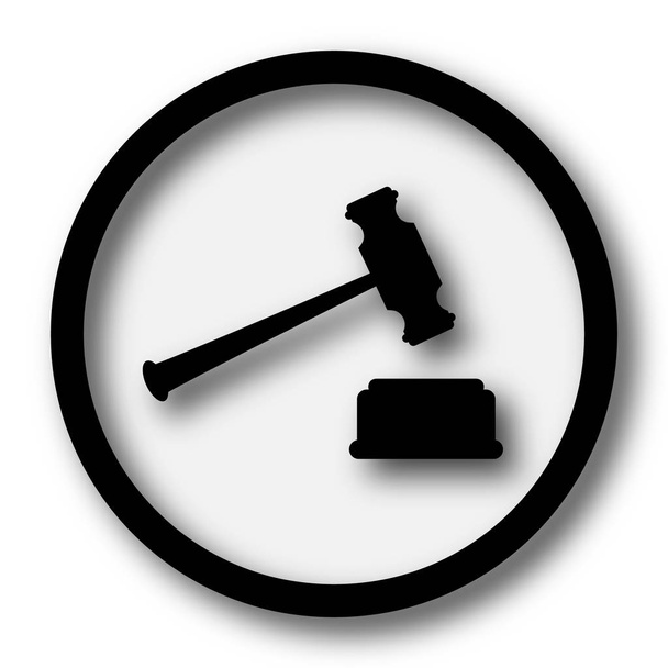 Εικονίδιο σφυρί δικαστή. Κουμπί Internet σε άσπρο φόντο - Φωτογραφία, εικόνα