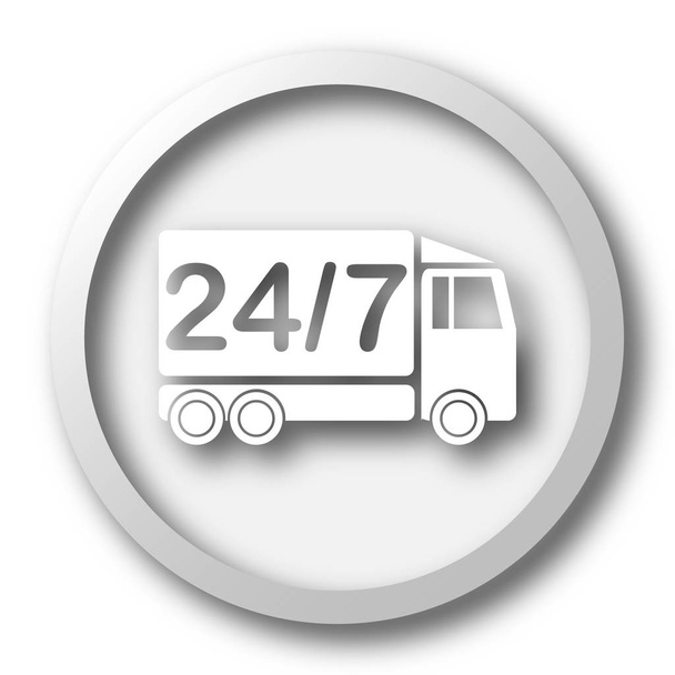 24 7 Lieferwagen Ikone. Internet-Taste auf weißem Hintergrund - Foto, Bild
