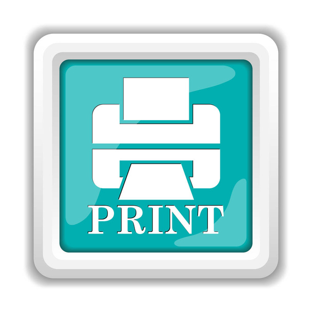 Printer with word PRINT icon. Internet button on white background - Photo, Image