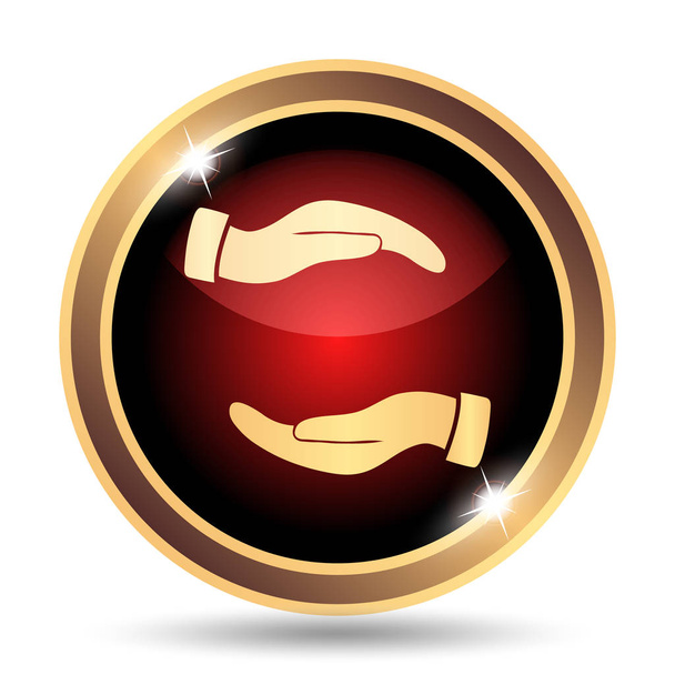 Protecting hands icon. Internet button on white background - Foto, Bild