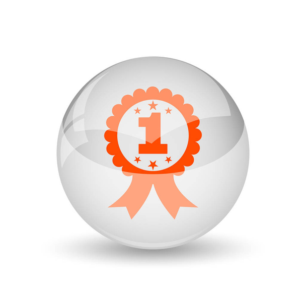 First prize ribbon icon. Internet button on white background - Photo, Image