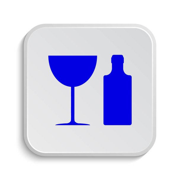 ボトルとグラスのアイコン。白い背景の上のインター ネット ボタン - 写真・画像