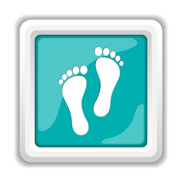 Icona impronta piede. Pulsante Internet su sfondo bianco
 - Foto, immagini