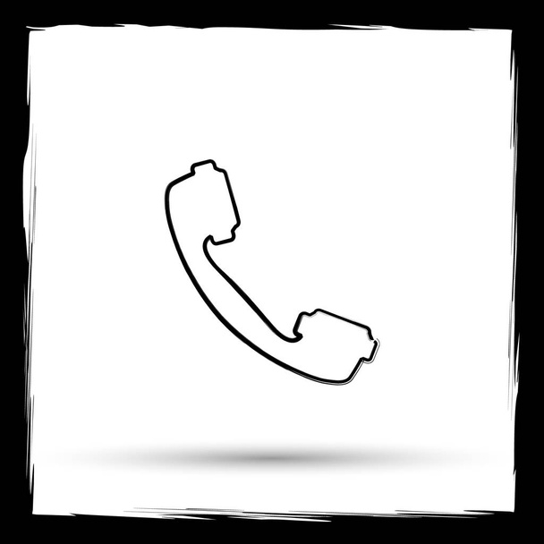Phone icon. Internet button on white background. Outline design imitating paintbrush - Photo, Image