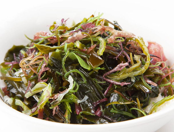 insalata di alghe in ciotola su sfondo bianco, cibo giapponese
 - Foto, immagini