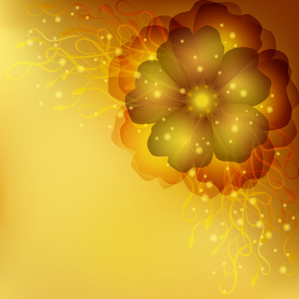 Golden floral invitation or greeting card - Вектор,изображение