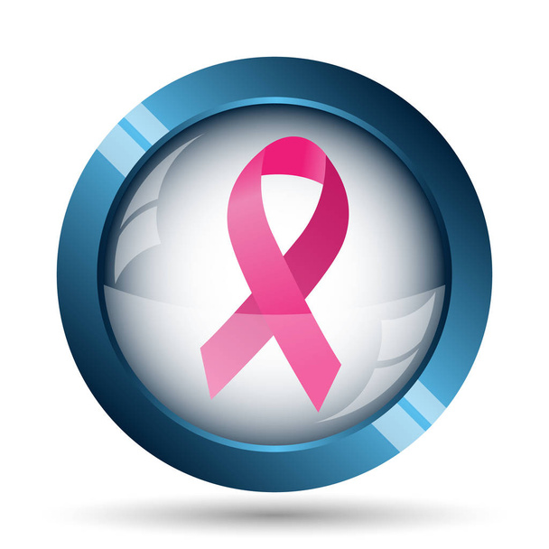 Icona del nastro del cancro al seno. Pulsante Internet su sfondo bianco
 - Foto, immagini