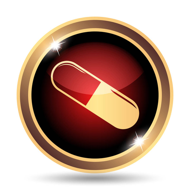 薬アイコン。白い背景の上のインター ネット ボタン - 写真・画像