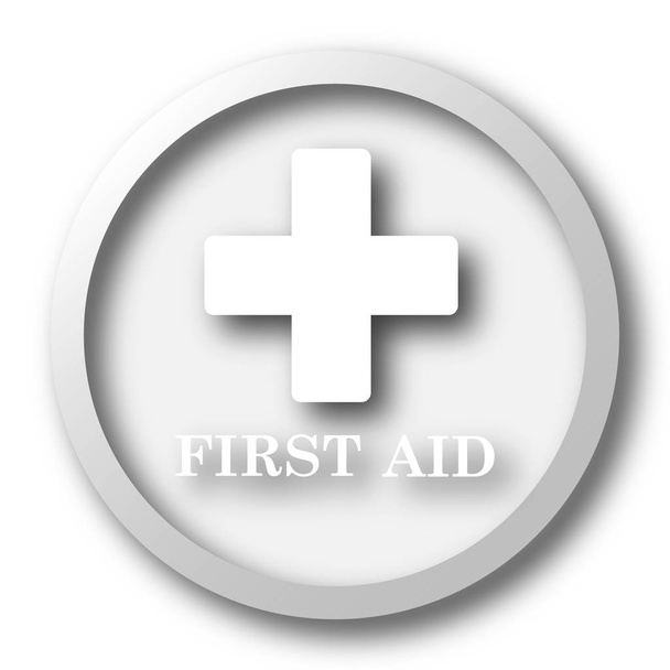 Ikona pierwszej pomocy. Przycisk Internet na białym tle - Zdjęcie, obraz