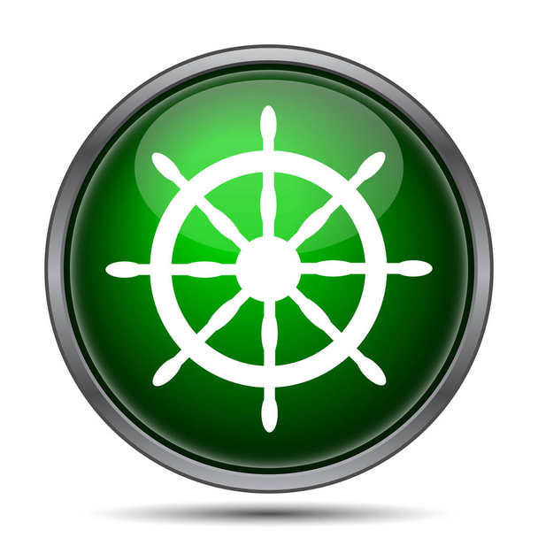 航海ホイール アイコン。白い背景の上のインター ネット ボタン - 写真・画像