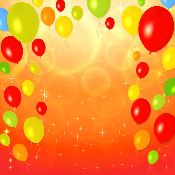 Bright Greeting Card (invitation) template with colorful balloons background - Vector, afbeelding