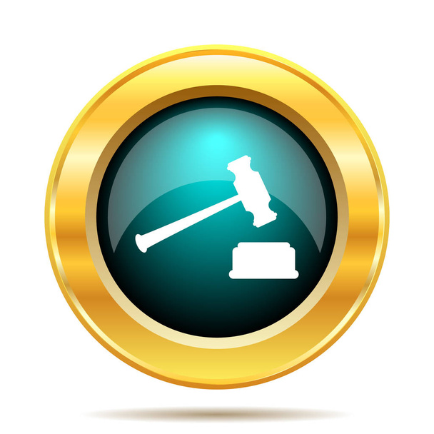 Icono de martillo juez. Botón de Internet sobre fondo blanco
 - Foto, Imagen