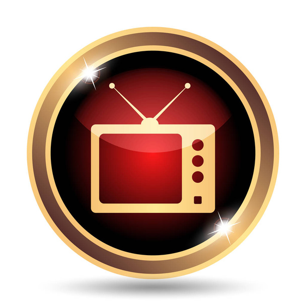 Retro tv icon. Internet button on white background - Photo, Image