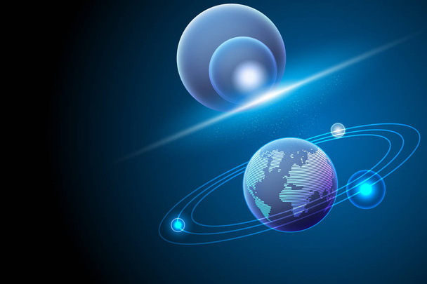 Globales Netzwerk und Galaxie, digitale Kommunikation, Konzept abstrakter Hintergrund, Vektorillustration. - Vektor, Bild
