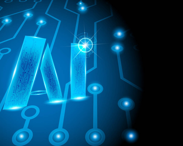 Ai 文字デジタル人工知能と大きなデータ回路記号概念と機械学習ビジネス システム。ベクトル図 Eps10 - ベクター画像