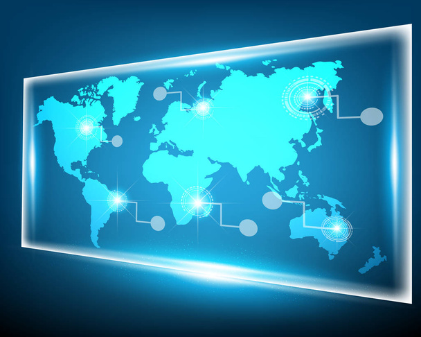 Világ megjelenítése számítógépes digitális bigdata online rendszer üzleti zóna online. Vektoros illusztráció Eps10 - Vektor, kép