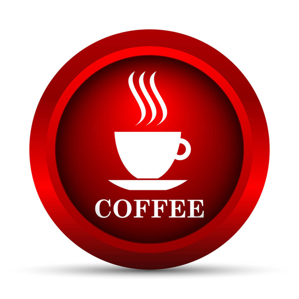 Koffiekopje pictogram. Internet knop op witte achtergrond - Foto, afbeelding