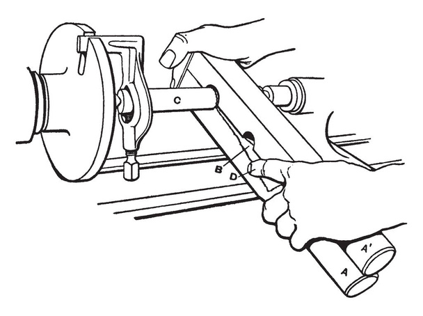 Esta ilustração representa o eixo de polimento em um torno de velocidade, desenho de linha vintage ou ilustração de gravura
. - Vetor, Imagem