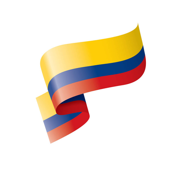 Beyaz arka planda Kolombiya bayrağı, vektör illüstrasyonu - Vektör, Görsel
