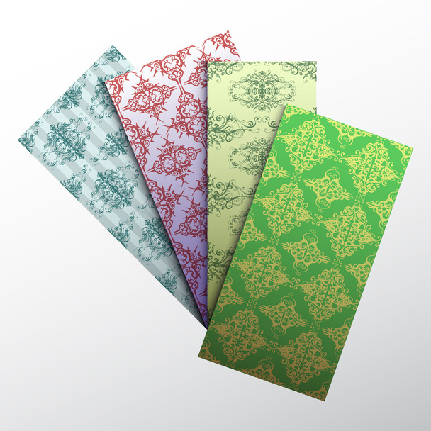 Conjunto de colorido ornamental floral tarjeta de visita element.Vector
 - Vector, Imagen