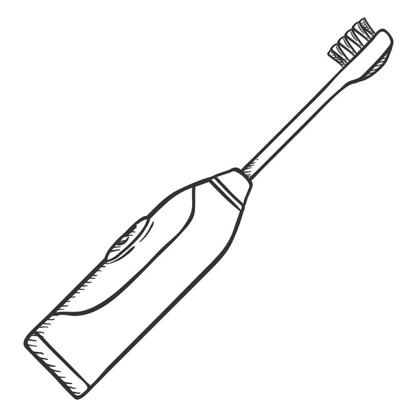 白地に手描きの電動歯ブラシ - ベクター画像
