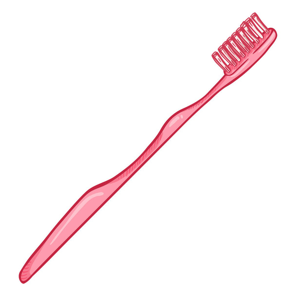 白い背景の上のピンクの歯ブラシの手描き - ベクター画像