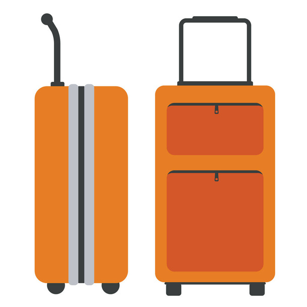 Travel Bags with side and front view. Flat color style. Vector illustration. - Vector, Image