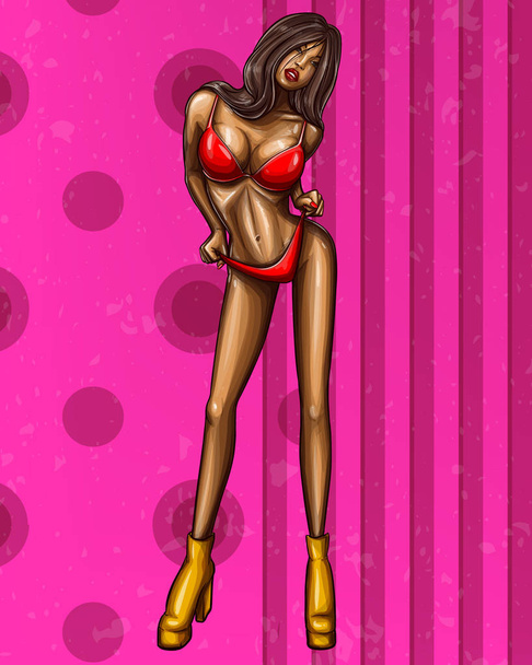Vector pop art mulatto girl in underwear - Vektori, kuva