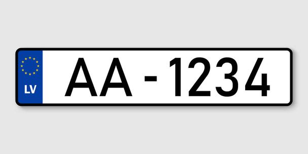 Vehicle registration plate of Latvia - Vector, imagen