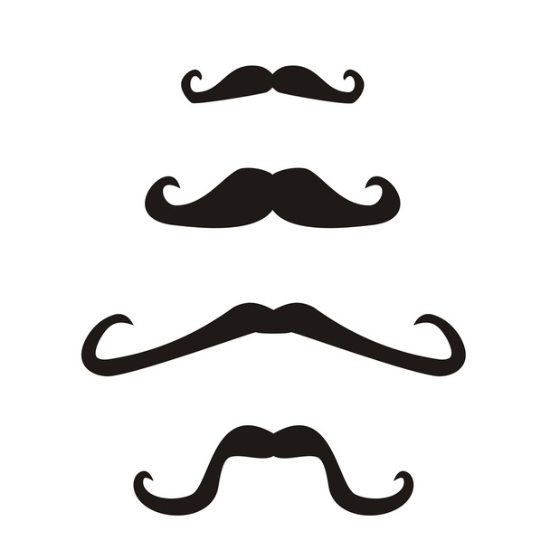 Set of vector mustaches curly vintage retro gentleman mustaches whiskers isolated on white background - Vector, Image