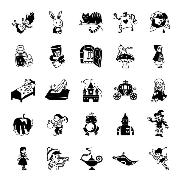 25 Iconos de vector de glifo cuento de hadas
 - Vector, imagen
