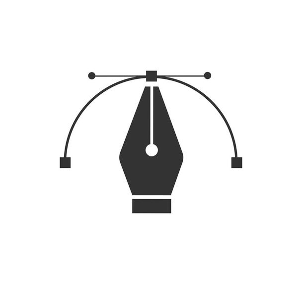 Schrijfhulpmiddelcursor. Vector computer graphics. Logo voor ontwerper of illustrator. Ontwerp icoon. De controlepunten van de kromme. - Vector, afbeelding